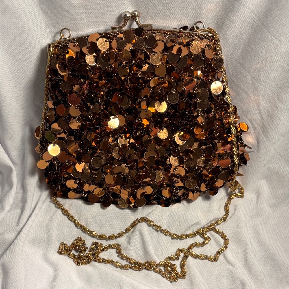 Sequin Evening Bag with Chain Strap